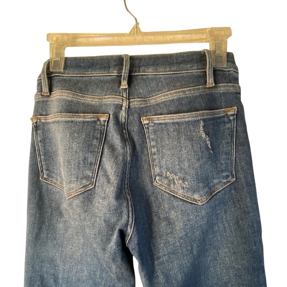 FRAME Denim Saxon Wash High Rise  Le Skinny Distressed Raw Edge Jeans SZ 25 - Picture 8 of 13